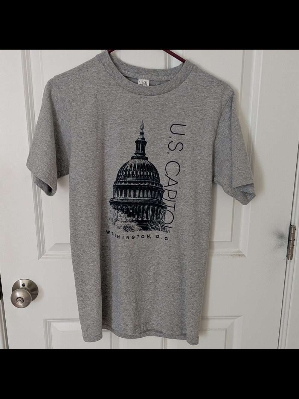 Tipsy Gray Tee with Navy Capitol Illustration